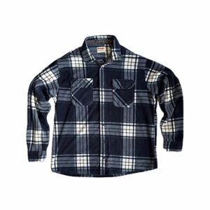 Wrangler Authentics Navy and White Plaid Flannel Shirt — Size XL